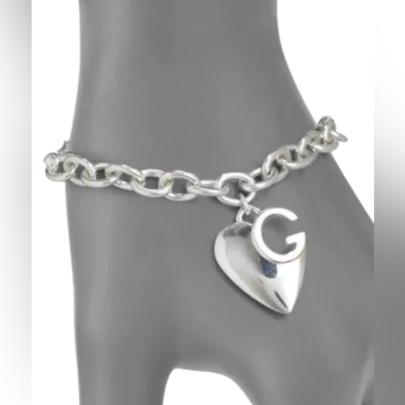 Gucci New Sterling Silver Heart Charm G Bracelet  With Original Gift Box 7.5-8 - Picture 11 of 11